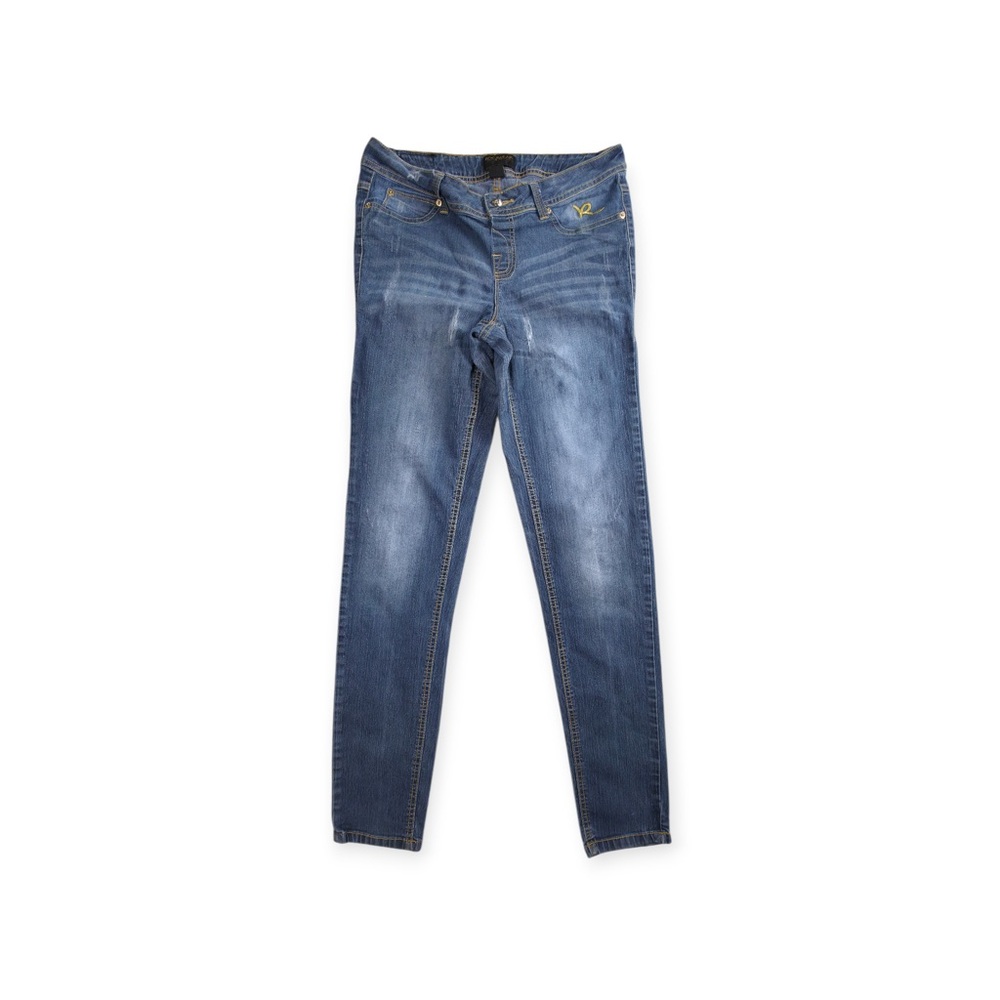 Rocawear Women's Juniors Skinny Jeans Blue Embroidered Logo 5-Pocket